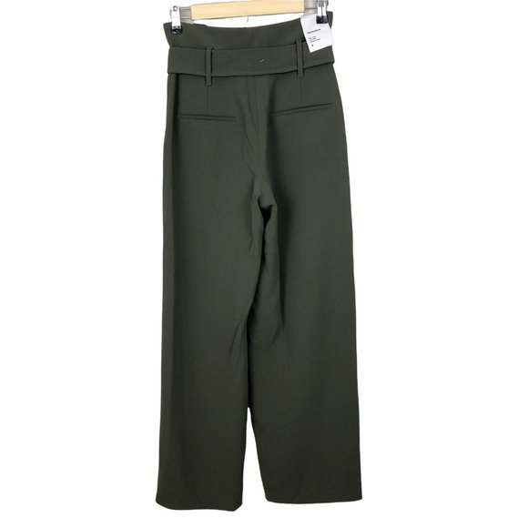 Babaton Women's Jermaine High Rise Wide Leg Pants Size 4 Belted Olive Green NWOT - Picture 2 of 12